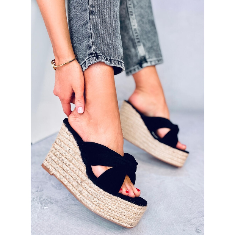 BM Nikni Black espadrille kilaslider svart 2