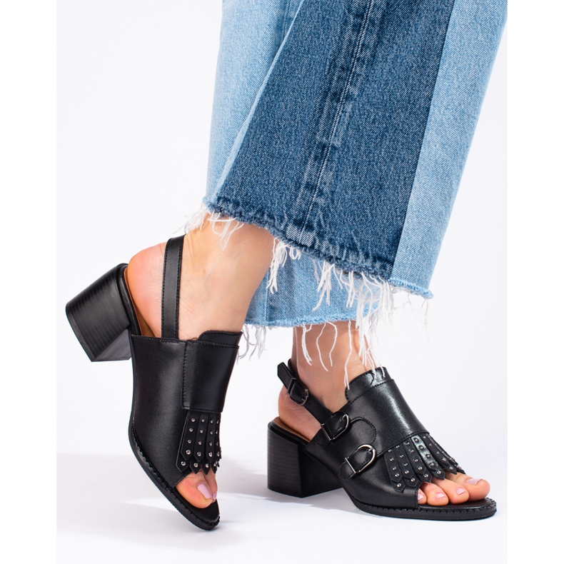 Lädersandaler med jetstrålar LA.FI svart 1