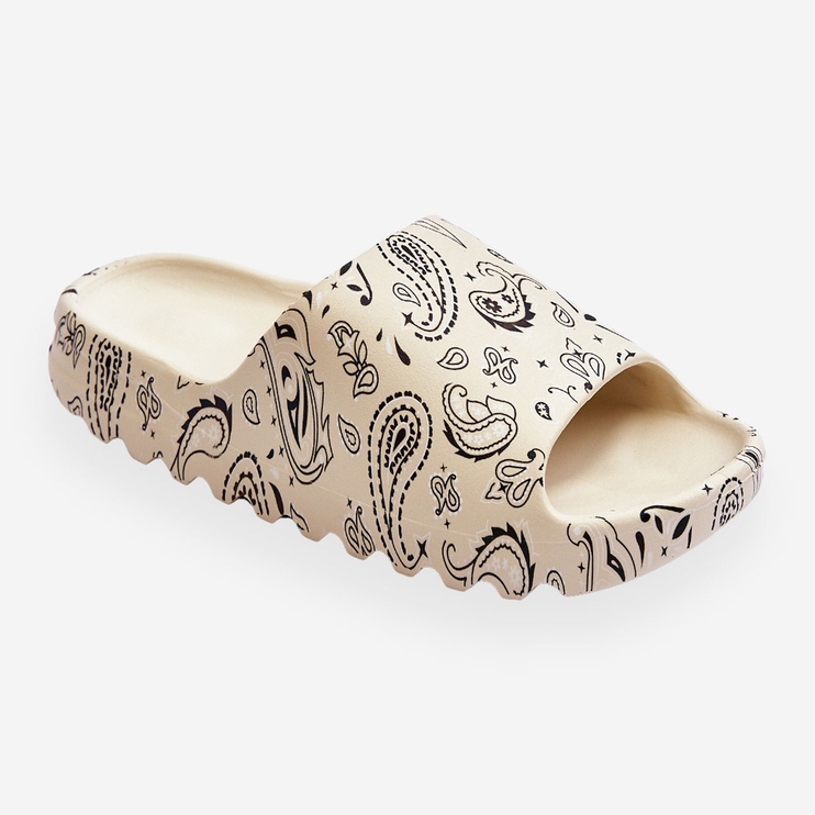 PS1 Fashionabla kvinnors tofflor på en massiv plattform beige lorette 1