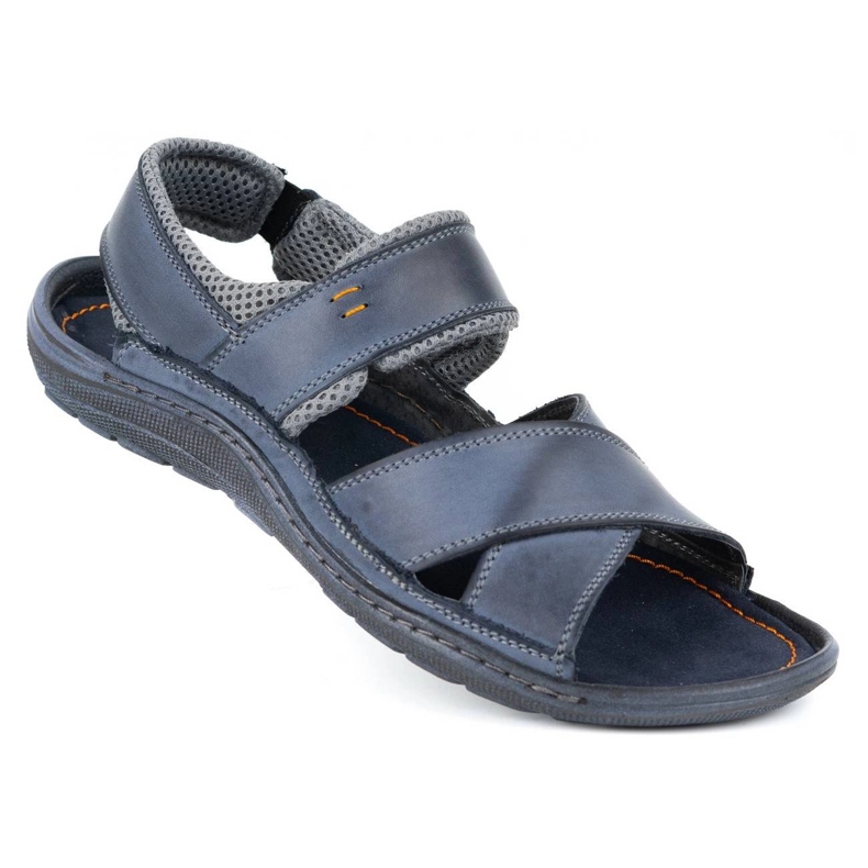 Olivier Lädersandaler för män 336GT marinblå 2