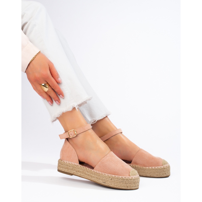 SHELOVET Espadrillor med spänne rosa 1