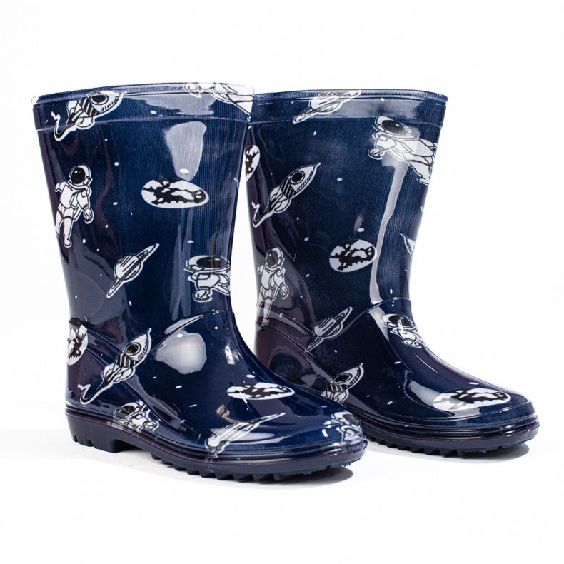 Långa pojkgaloscher med mönstret Shelovet marinblå 1