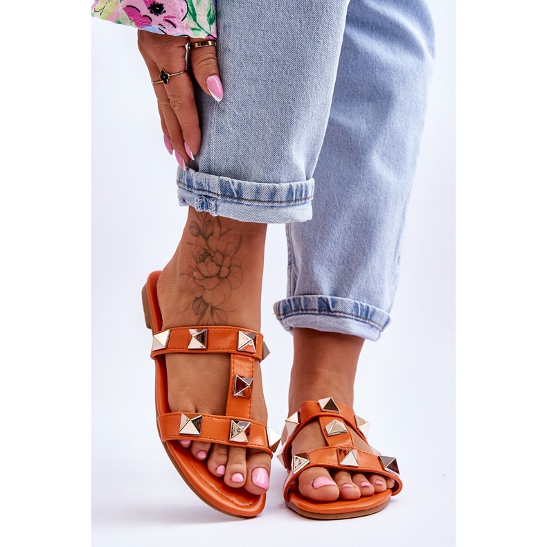 Orange Mercure Damtofflor med stora dubbar 1