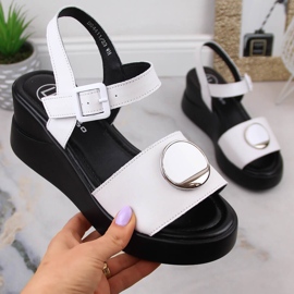 Vita lädersandaler Filippo DS4411 för kvinnor 1