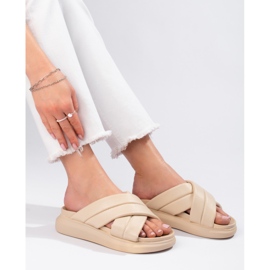 Tofflor på LA.FI-plattformen beige 1