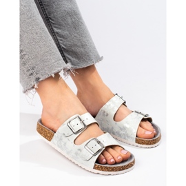 W. Potocki Bekväma Potocki tofflor vit silver- 1