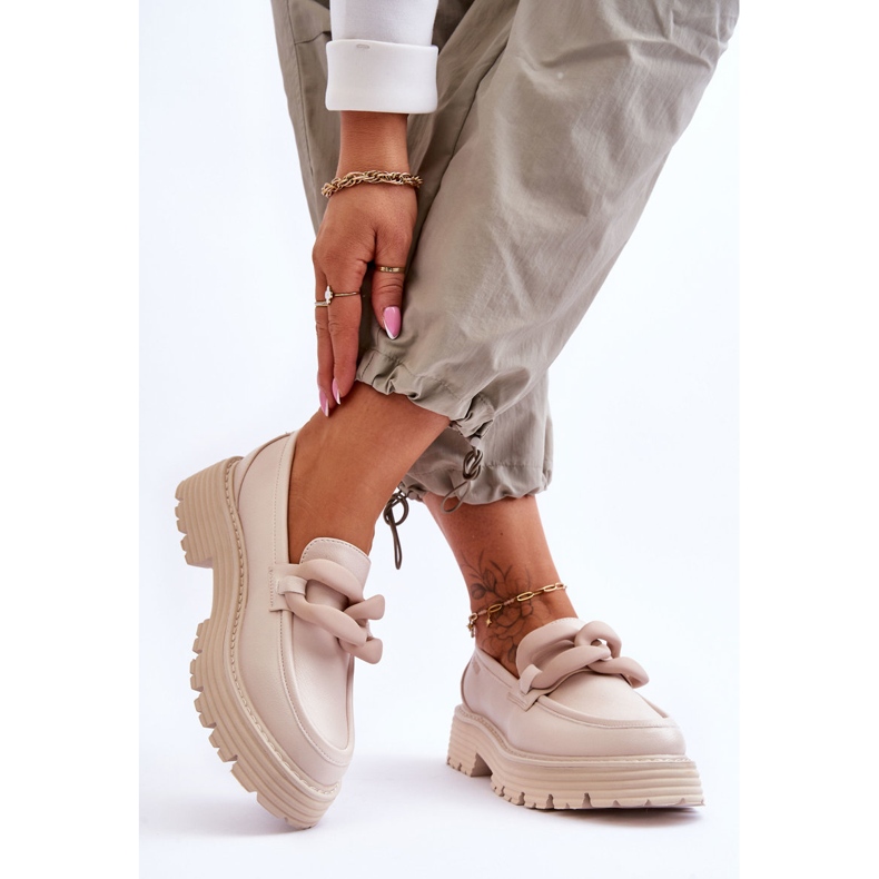 Läder Loafers Big Star Skor LL274581 Beige 2