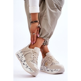 PE1 Sneakers i läder för kvinnor på en tjock plattform Beige Asturias 2