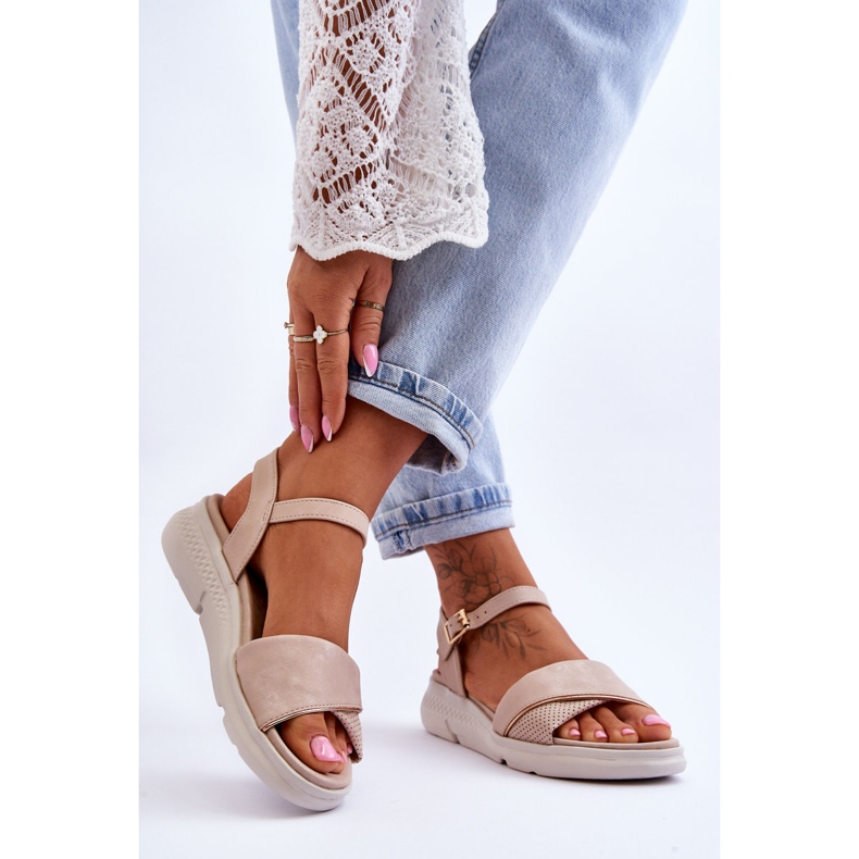 Kvinnorskomfortsandaler Naken Ingrid beige 2