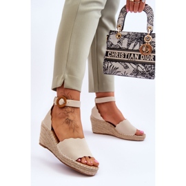 Läder Wedge Sandaler Komfortsko Beige Verola 2