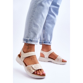 PE1 Komfortsandaler med kardborreband för kvinnor Beige-Gold Grace 2