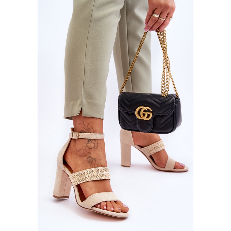 Sandaler i mocka med flätade klackar Beige Roselia 2