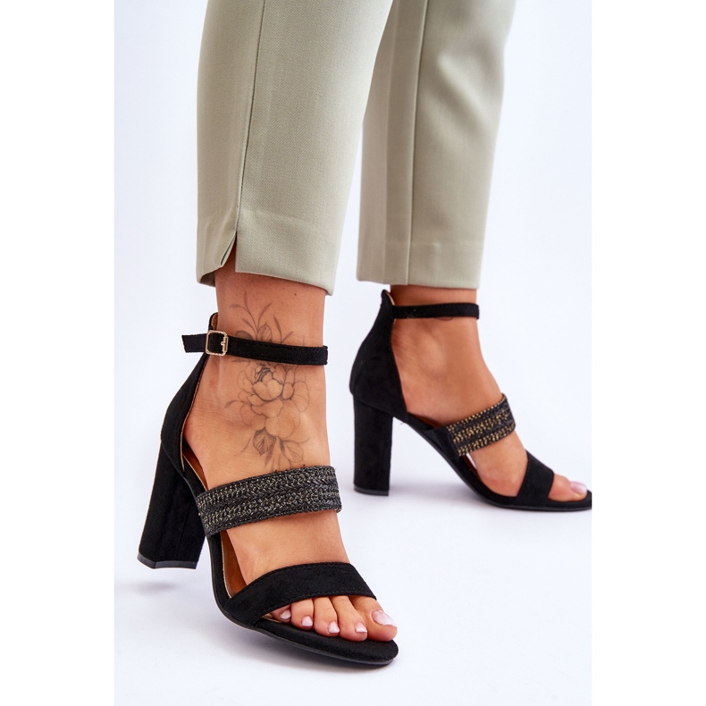 Mocka Sandaler Med Flätad Klack Svart Roselia 2