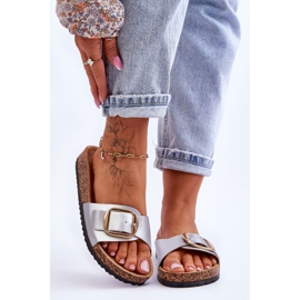 Klassiska korkplattformstofflor damer Silver Noa 2