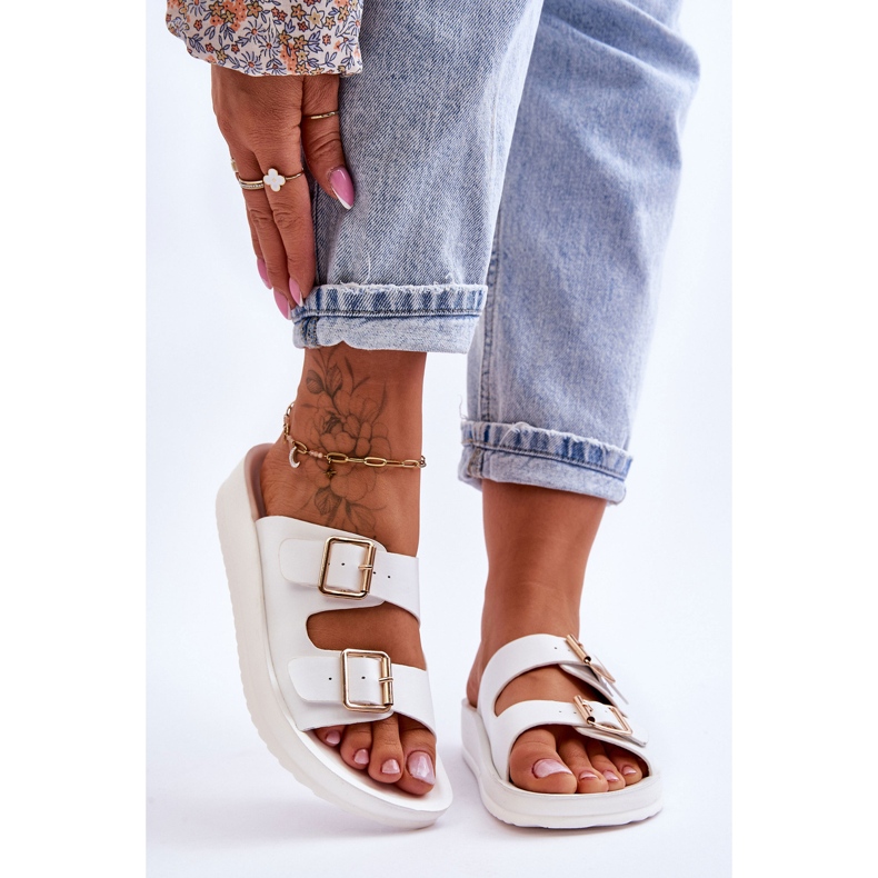 Damtofflor med ränder Vit Smart 2