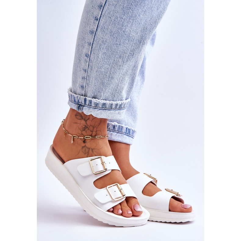 Damtofflor med ränder Vit Smart 1