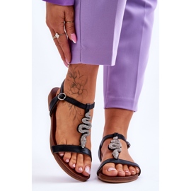 Lädersandaler med en dekorativ orm S.Barski KV-5541-42 Svart 1