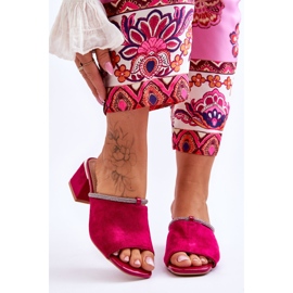 Tofflor med hög klack i mocka S.Barski KV-612-2 Fuchsia rosa 2