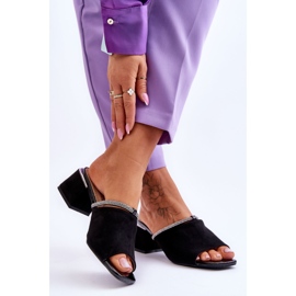 S.Barski Mocka högklackat tofflor KV-612-2 Svart 2