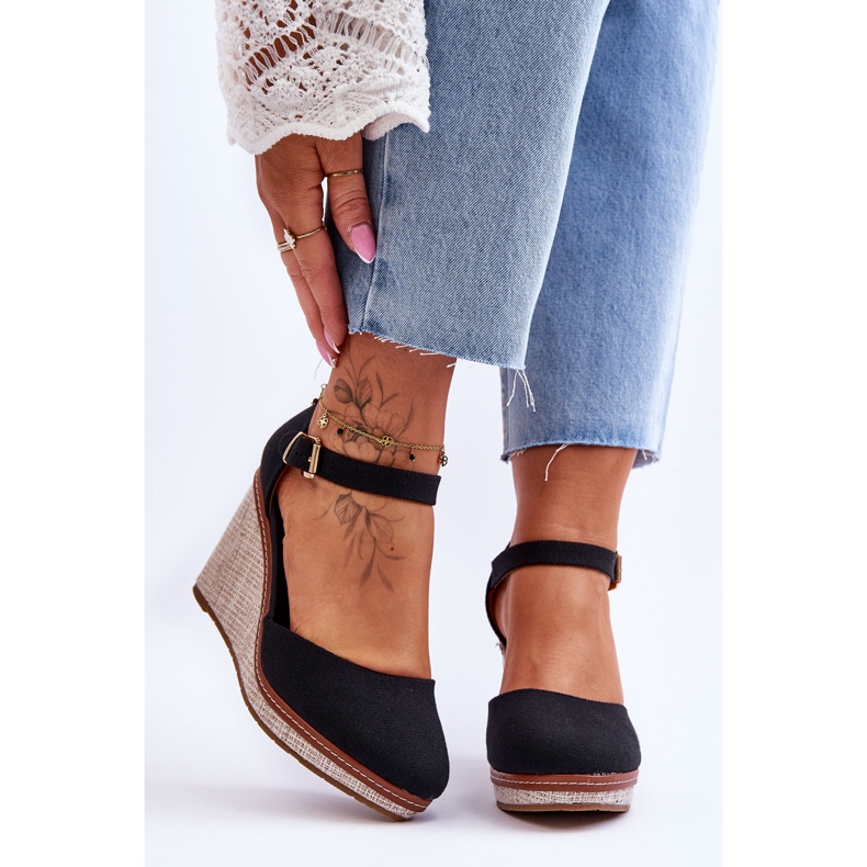 PS1 Klassiska kilsandaler för damer Svart Malani 1