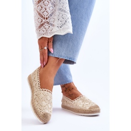 Spets Slip On Espadrilles Beige Blanco 2