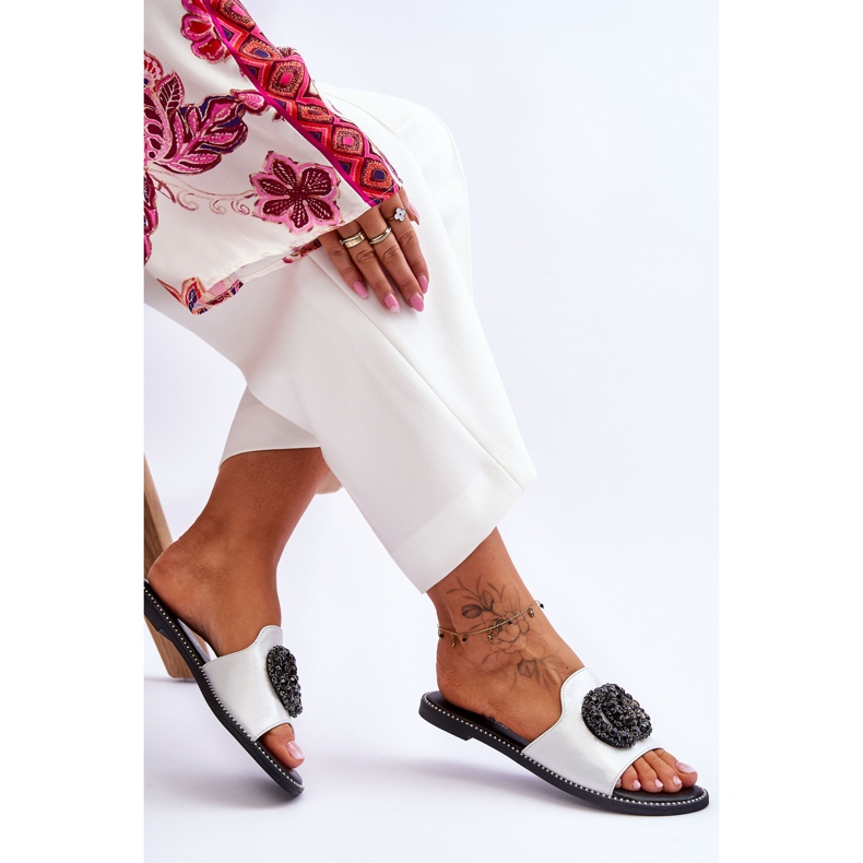 Flattofflor för kvinnor med ornament S.Barski KV-520-3 Silver silver- 2