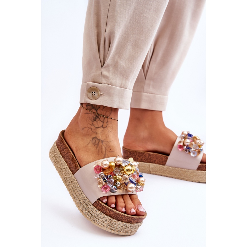 Platformtofflor dam S.Barski KV-578-1 Naken beige 2