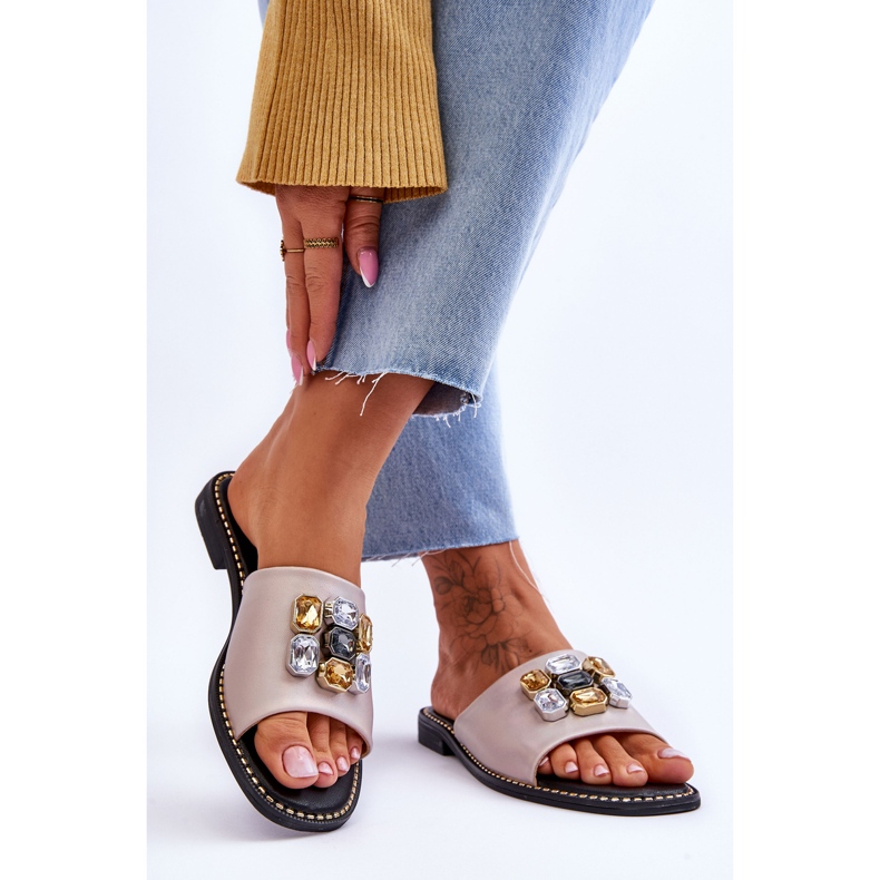 Damtofflor med stenar S.Barski KV-2775-31 Naken beige 2