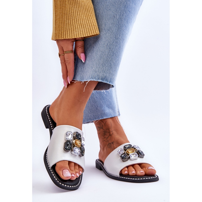 Damtofflor med stenar S.Barski KV-2775-31 Vit-Silver 2