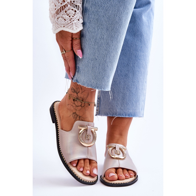 Lädertofflor Komfortskor S.Barski KV-2775-32 Nude beige 1