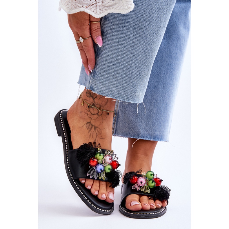 S.Barski Tofflor med dekorativa pärlor KV-2775-47 Svart 1