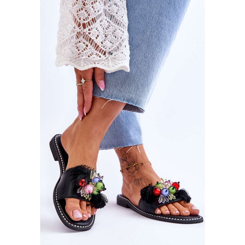 S.Barski Tofflor med dekorativa pärlor KV-2775-47 Svart 2