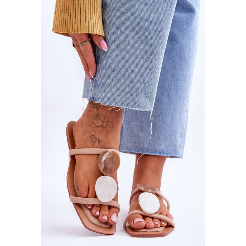 Naken Victoria-utsmyckade mockatofflor beige 1