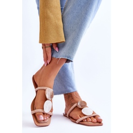 Naken Victoria-utsmyckade mockatofflor beige 2