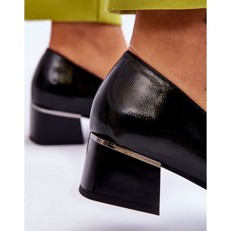 Vinceza Fashionabla lackläderpumpar med dekorativ rosett Shira Black svart 4