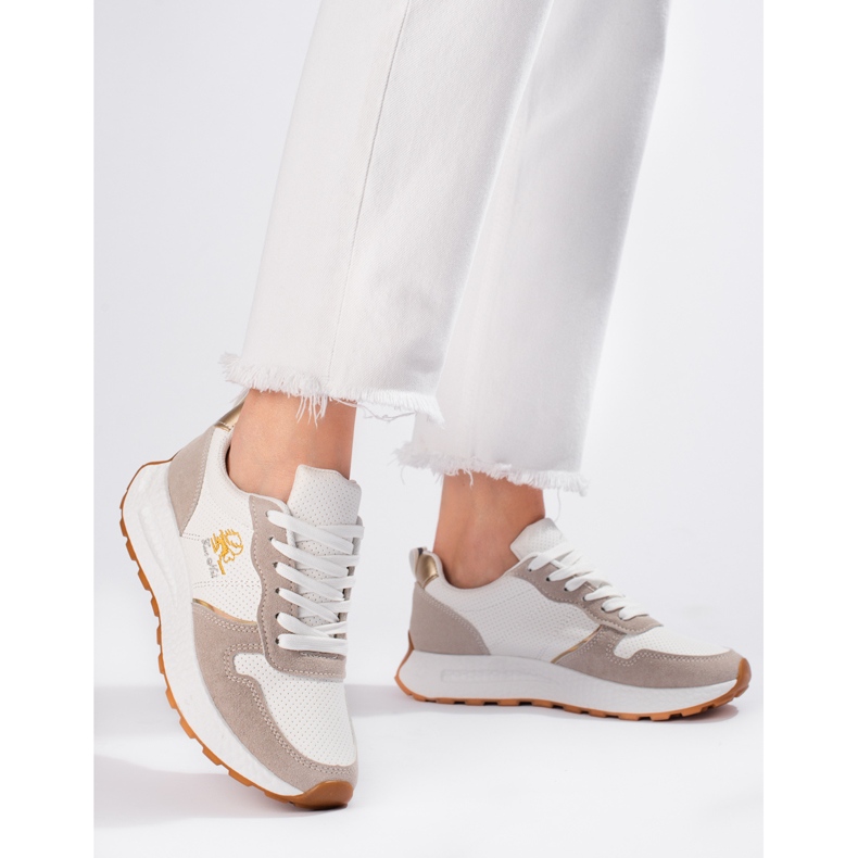 W. Potocki Sneakers på en tjock sula Potocki vit och beige 1