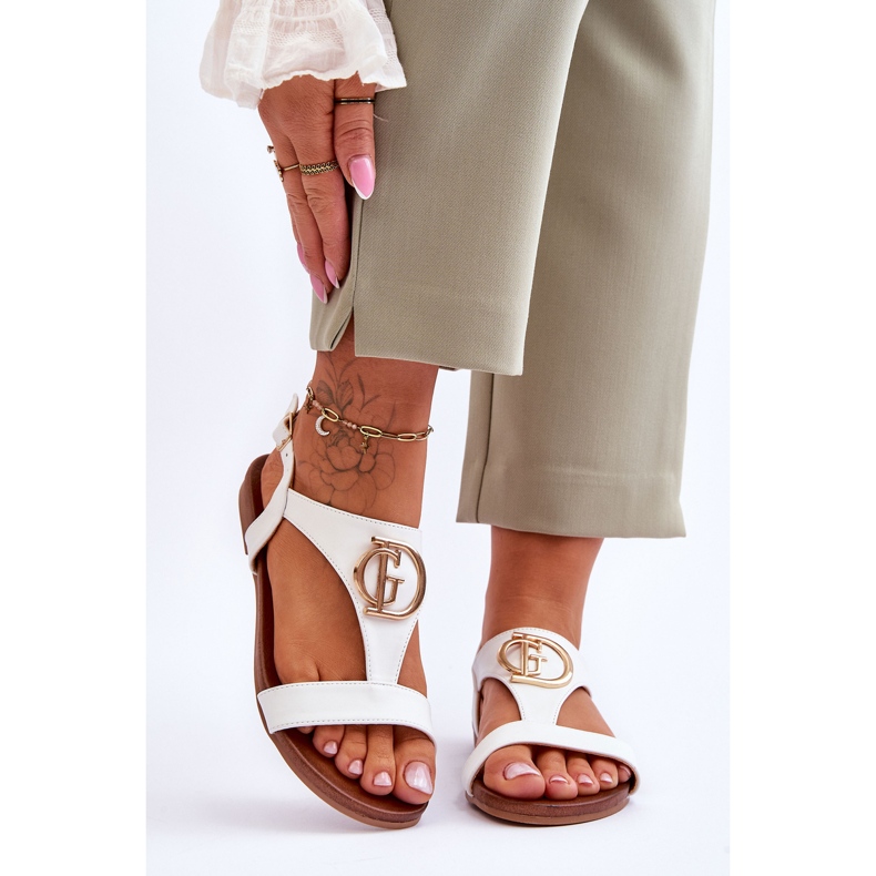 Läder Platta Sandaler S.Barski KV-5541-32 Vit 1