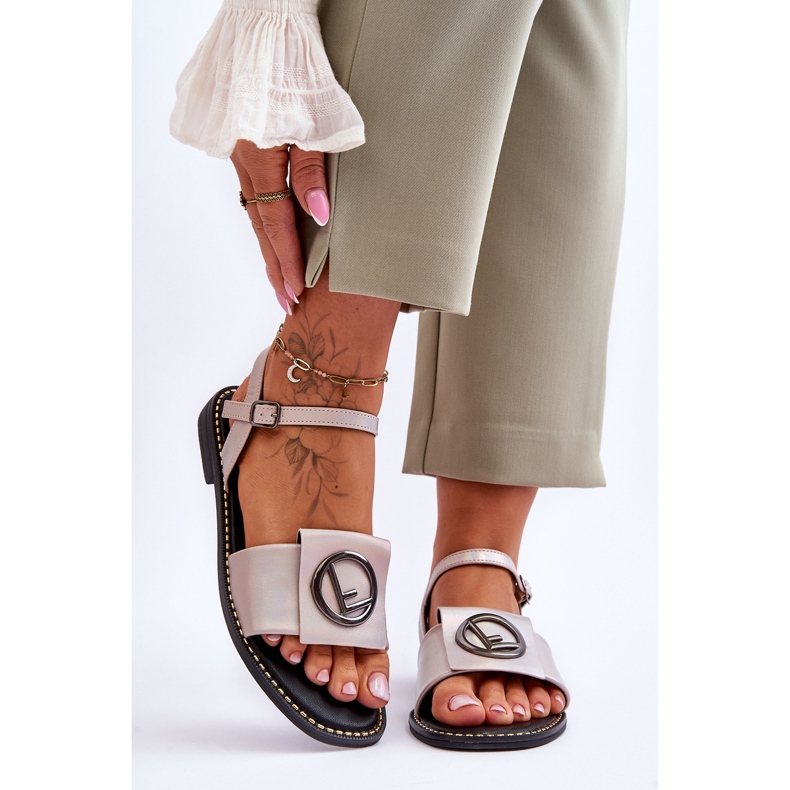 Klassiska sandaler för kvinnor S.Barski KV-2775-45 Naken beige 1