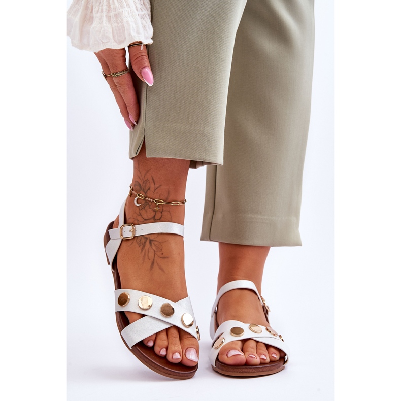 Platta sandaler S.Barski KV-5541-35 Vit och Silver 1