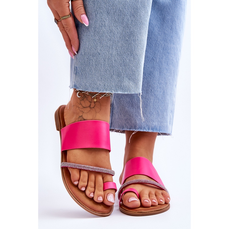 Flip Flops för kvinnor med dekorativ rem Fuchsia Sublime rosa 1