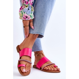 Flip Flops för kvinnor med dekorativ rem Fuchsia Sublime rosa 2