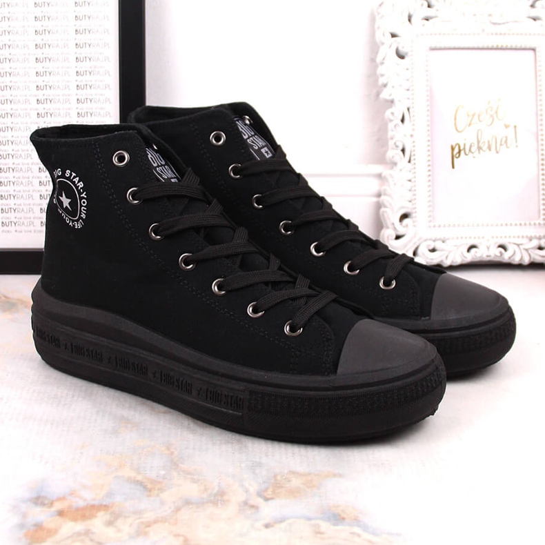 Kvinnors ankelstövlar på plattformen svarta Big Star LL274A182 2