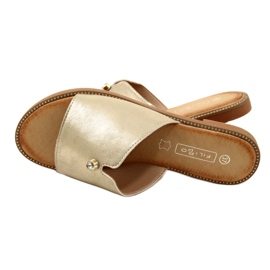 Fashionabla damtofflor Filippo DK4625/23 GO Gold gyllene 4