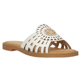 Fashionabla genombrutna flip-flops för kvinnor med zirkoner Filippo DK4621/23 WH White vit 6