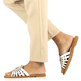 Fashionabla genombrutna flip-flops för kvinnor med zirkoner Filippo DK4621/23 WH White vit 7