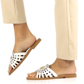 Fashionabla genombrutna flip-flops för kvinnor med zirkoner Filippo DK4621/23 WH White vit 8