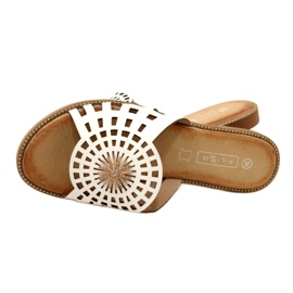Fashionabla genombrutna flip-flops för kvinnor med zirkoner Filippo DK4621/23 WH White vit 4