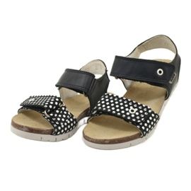 Bartek Tjejens marinblå lädersandaler i prickar 3