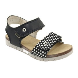 Bartek Tjejens marinblå lädersandaler i prickar 1