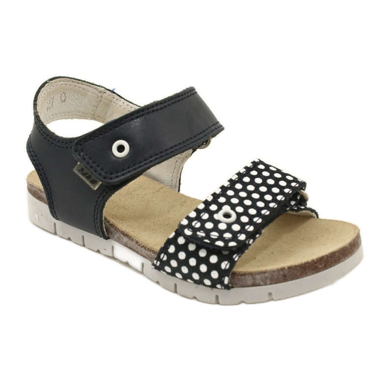 Bartek Tjejens marinblå lädersandaler i prickar 1